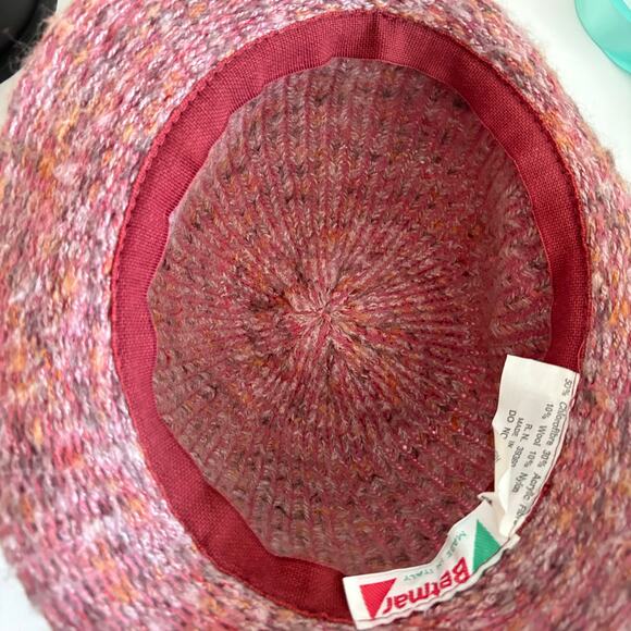 Vintage Betmar Italy Pink Marled Wool Blend Flapper Cloche Hat Retro Coquette main image 5